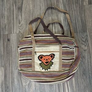 Grateful Dead Hand Embroidered Dancing Bear Gheri Duffel Bag